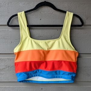 Nani Swimwear Chesapeake Core Crop Bikini Top Colorblock Stripe Large